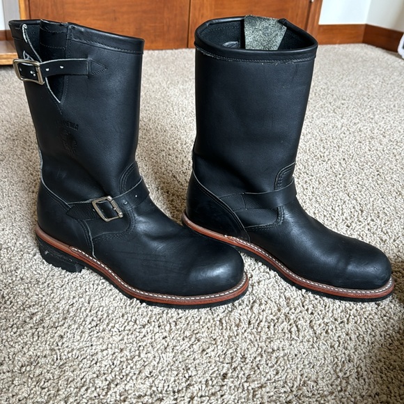 CHIPPEWA USA MADE 27899 Black Leather Steel Toe Motorcycle Engineer Boot - Picture 3 of 5